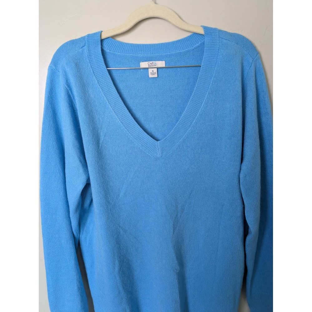 Croft & Barrow V-Neck Sweater Women's XL Blue Long Sleeve Knit Pullover - Picture 3 of 8
